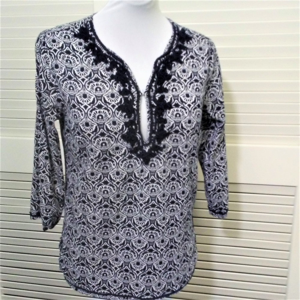 Saint Tropez West Dark Blue White Tunic Size‎ Small